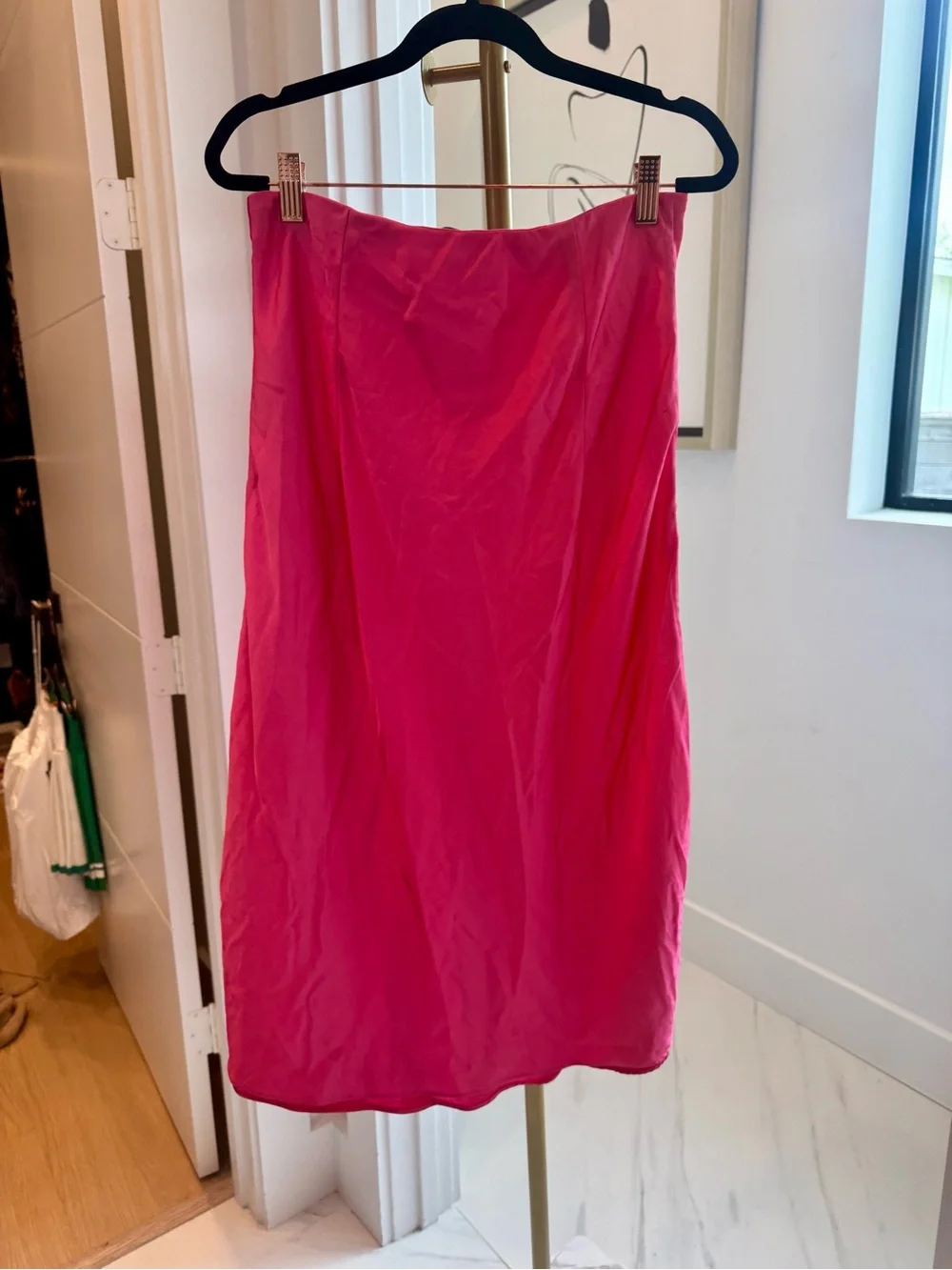 J Crew Women's Hot Pink Satin Midi Skirt, Small